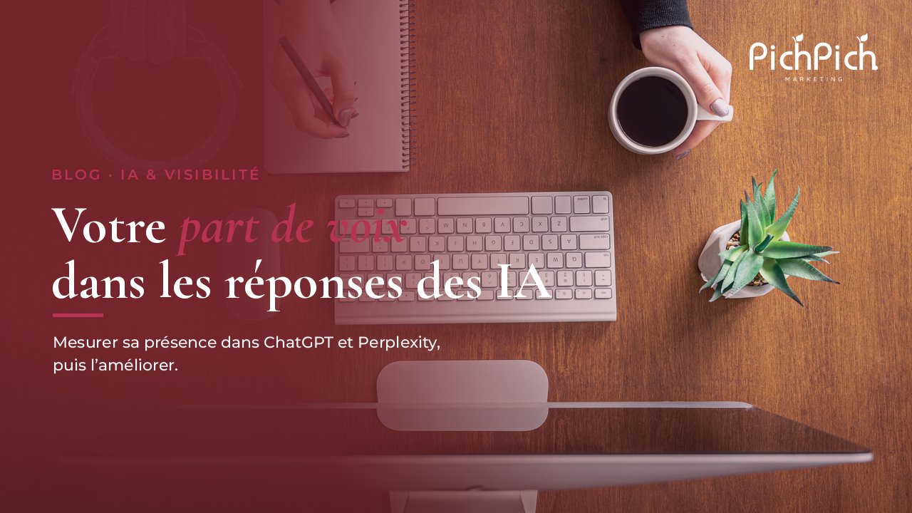 Poste de travail vu de haut, symbole du suivi de la part de voix d'une PME dans les réponses des IA